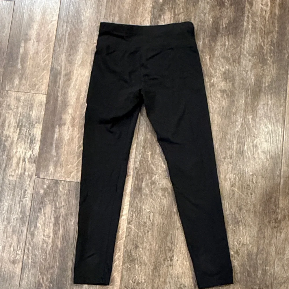Justice Black Leggings with Vibrant Pink Logo